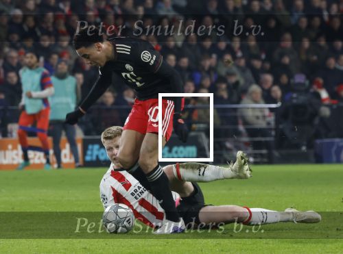 Eindhoven, 28 Januari 2026
Laatste wedstrijd in voorronde Champions League
PSV-Bayern Munchen, eindstand 1-2
Jamal Musiala in duel met