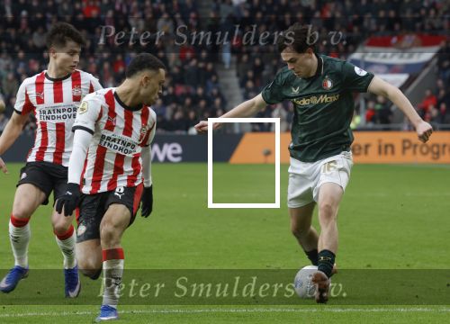 Eindhoven, 1 Februari 2026
Kompetitiewedstrijd PSV-Feyenoord, eindstand 3-0
Leo Sauer en Sergino Dest