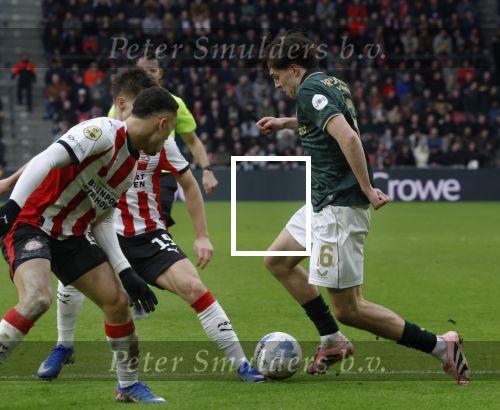 Eindhoven, 1 Februari 2026
Kompetitiewedstrijd PSV-Feyenoord, eindstand 3-0
Leo Sauer en Sergino Dest