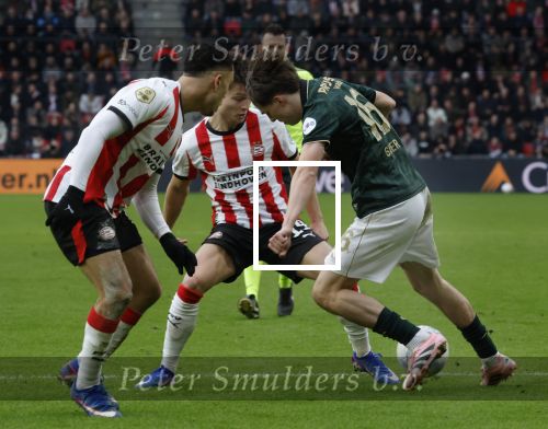 Eindhoven, 1 Februari 2026
Kompetitiewedstrijd PSV-Feyenoord, eindstand 3-0
Leo Sauer en Sergino Dest