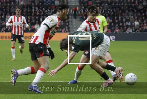 Eindhoven, 1 Februari 2026
Kompetitiewedstrijd PSV-Feyenoord, eindstand 3-0
Leo Sauer en Sergino Dest