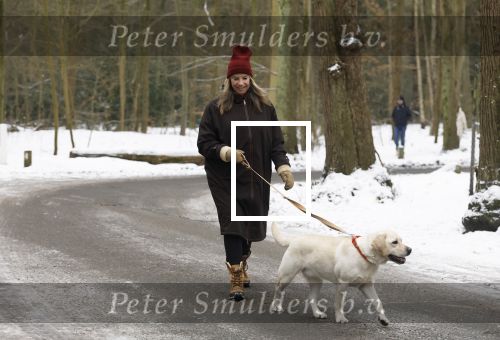 Huizen 11 januari 2026
Linda de Mol en haar partner Jeroen Rietbergen laten in een koud Huizen hun twee honden uit . Ze zijn beide warm aangekleed .