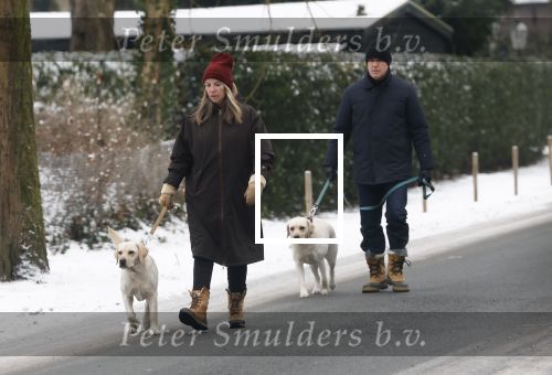 Huizen 11 januari 2026
Linda de Mol en haar partner Jeroen Rietbergen laten in een koud Huizen hun twee honden uit . Ze zijn beide warm aangekleed .
