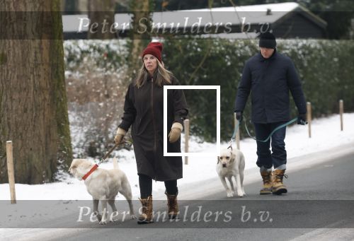 Huizen 11 januari 2026
Linda de Mol en haar partner Jeroen Rietbergen laten in een koud Huizen hun twee honden uit . Ze zijn beide warm aangekleed .
