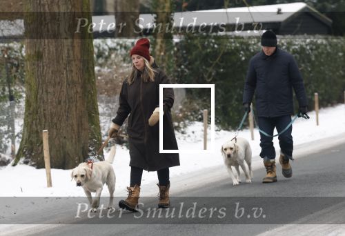 Huizen 11 januari 2026
Linda de Mol en haar partner Jeroen Rietbergen laten in een koud Huizen hun twee honden uit . Ze zijn beide warm aangekleed .