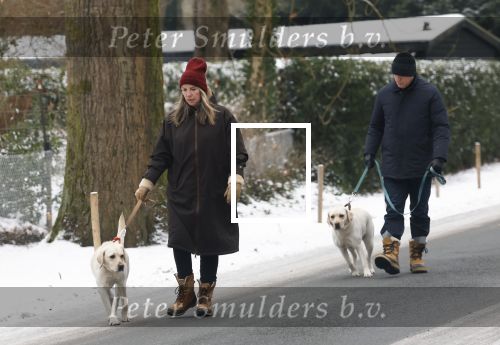 Huizen 11 januari 2026
Linda de Mol en haar partner Jeroen Rietbergen laten in een koud Huizen hun twee honden uit . Ze zijn beide warm aangekleed .