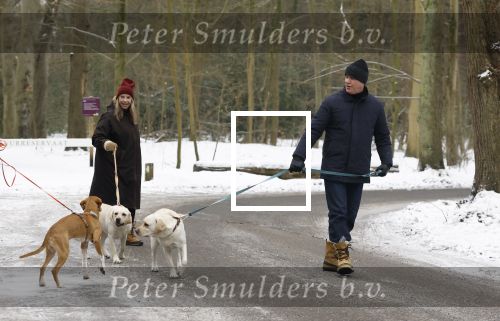 Huizen 11 januari 2026
Linda de Mol en haar partner Jeroen Rietbergen laten in een koud Huizen hun twee honden uit . Ze zijn beide warm aangekleed .