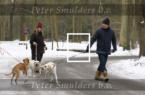 Huizen 11 januari 2026
Linda de Mol en haar partner Jeroen Rietbergen laten in een koud Huizen hun twee honden uit . Ze zijn beide warm aangekleed .