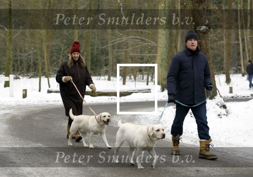 Huizen 11 januari 2026
Linda de Mol en haar partner Jeroen Rietbergen laten in een koud Huizen hun twee honden uit . Ze zijn beide warm aangekleed .