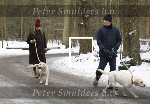 Huizen 11 januari 2026
Linda de Mol en haar partner Jeroen Rietbergen laten in een koud Huizen hun twee honden uit . Ze zijn beide warm aangekleed .