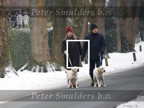 Huizen 11 januari 2026
Linda de Mol en haar partner Jeroen Rietbergen laten in een koud Huizen hun twee honden uit . Ze zijn beide warm aangekleed .