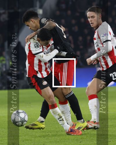 Eindhoven, 28 Januari 2026
Laatste wedstrijd in voorronde Champions League
PSV-Bayern Munchen, eindstand 1-2
Mauro Junior in duel met Luis Diaz
