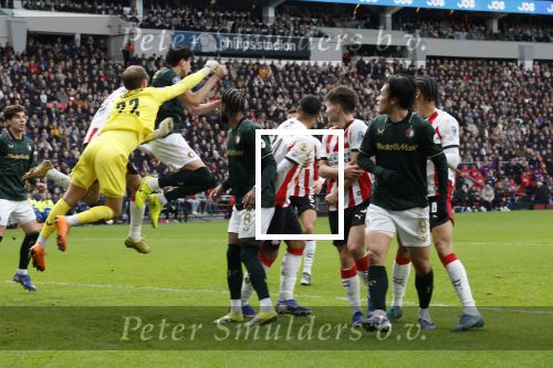 Eindhoven, 1 Februari 2026
Kompetitiewedstrijd PSV-Feyenoord, eindstand 3-0
yase Ueda Anel Ahmedhodzic Jeramiah St. Juste Guus Til  Esmir Bajraktarevic Ismael Saibari en Ivan Perisic Timon Wellenreuther