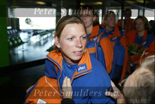 Schiphol 26 februari 2002
Terugkomst sporters van de Olympische winterspelen in Salt Lake city.
Annemarie Thomas