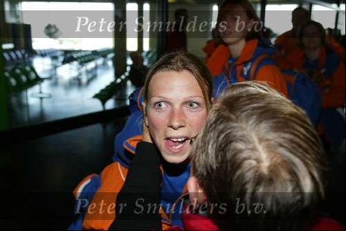 Schiphol 26 februari 2002
Terugkomst sporters van de Olympische winterspelen in Salt Lake city.
Annemarie Thomas