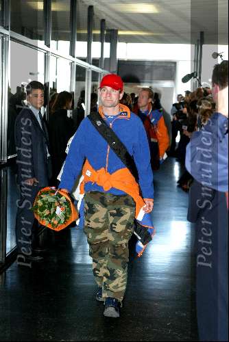 Schiphol 26 februari 2002
Terugkomst sporters van de Olympische winterspelen in Salt Lake city.
Erben Wennemars