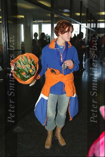 Schiphol 26 februari 2002
Terugkomst sporters van de Olympische winterspelen in Salt Lake city.
Gretha Smit
