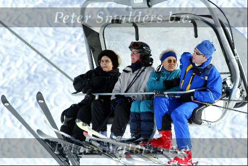 Lech 14 februari 2004
Koningin Beatrix in gondel in Lech.
Wintersport