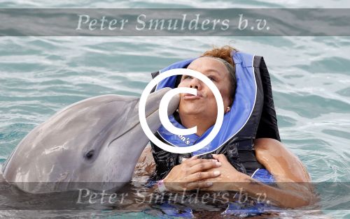 Curacao 8 januari 2011
Gerard Joling Patty Brard en Romy Omtzigt zwemmen bij de dolphin academy
bij seaquarium met dolfijnen.
Peter Smulders bv