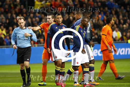 Amsterdam, 19 November 2013
Oefeninterland Nederland-Colombia, eindstand 0-0
Rood voor Jeremain Lens
Foto Peter Smulders BV