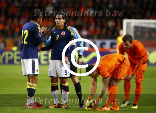 Amsterdam, 19 November 2013
Oefeninterland Nederland-Colombia, eindstand 0-0
Memphis Depay met naast hem Radamel Falcao
Foto Peter Smulders BV
