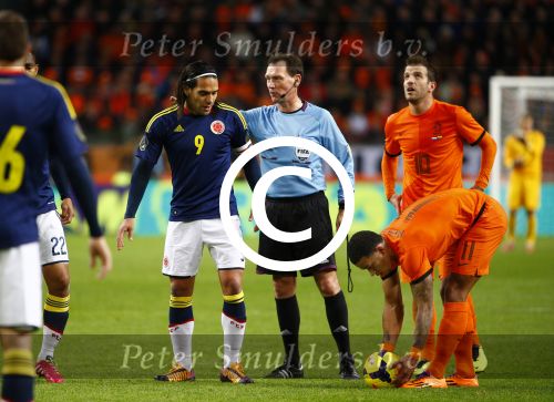 Amsterdam, 19 November 2013
Oefeninterland Nederland-Colombia, eindstand 0-0
Memphis Depay met naast hem Radamel Falcao
Foto Peter Smulders BV