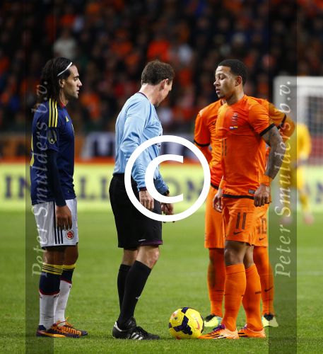 Amsterdam, 19 November 2013
Oefeninterland Nederland-Colombia, eindstand 0-0
Memphis Depay met naast hem Radamel Falcao
Foto Peter Smulders BV