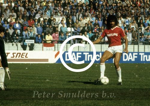 Eindhoven, 5 April 1987
PSV-FC Utrecht, eindstand 5-0
Ruud Gullit
Foto Peter Smulders BV