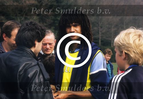 Eindhoven, 2 Augustus 1985 
Eerste Training van Ruud Gullit bij PSV met o.a. Frank Arnesen, Jurry Koolhof, Michel Valke en assistent trainer Willy v d Kuijlen
Foto Peter Smulders BV