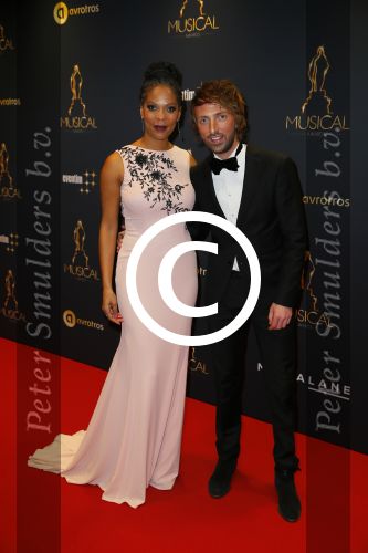 Utrecht 7 januari 2015
Musical awards gala in het Beatrix theater.
Carolina Dijkhuizen met stylist Tommie