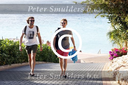 Curacao 2 januari 2015
Ewout Genemans met zijn broer Bauke bij beach club Karakter op Coral Estate.