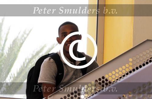 Curacao 1 januari 2014
PSV speler Joshua Brenet op vliegveld Hato met vriendin