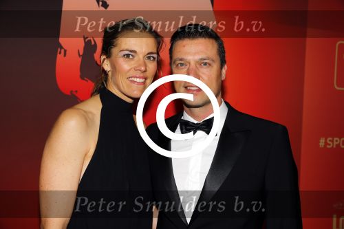Amsterdam 15 december 2015
Sportgala/ sportverkiezing sportman en sportvrouw van het jaar in de Rai. Lobke Berghout met partner