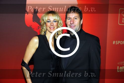 Amsterdam 15 december 2015
Sportgala/ sportverkiezing sportman en sportvrouw van het jaar in de Rai. Marianne Timmer met man