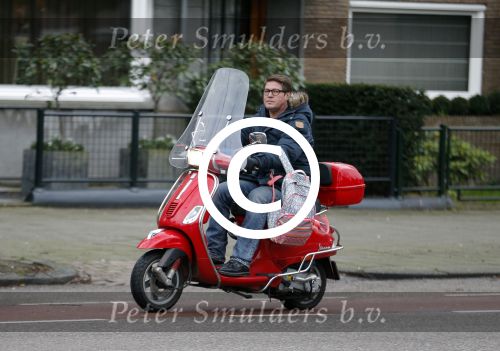 Amsterdam 5 januari 2016 
Martijn Krabbe op zijn vespa scooter
