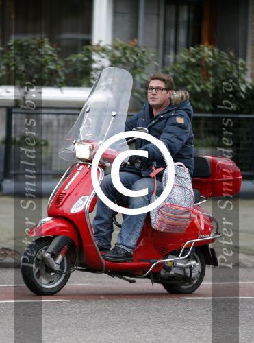 Amsterdam 5 januari 2016 
Martijn Krabbe op zijn vespa scooter