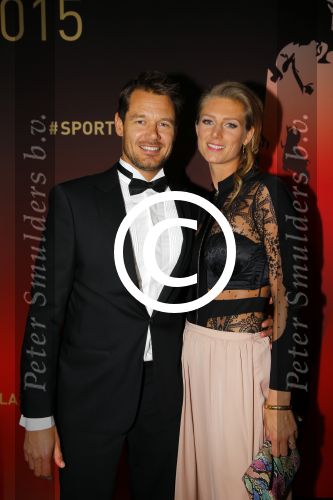 Amsterdam 15 december 2015
Sportgala/ sportverkiezing sportman en sportvrouw van het jaar in de Rai. Reinder Nummerdor met vrouw Manon Flier