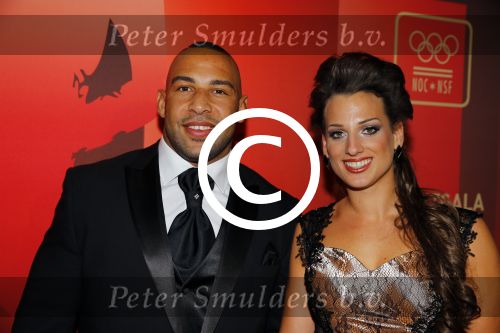 Amsterdam 15 december 2015
Sportgala/ sportverkiezing sportman en sportvrouw van het jaar in de Rai.Roy Meyer (l) met zijn vriendin Doree Rombout (r)