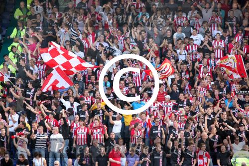 Rotterdam 20 September 2009, Feyenoord - PSV uitslag 1-3. 
Juichende supporters na doelpunt van Danny Koevermans.