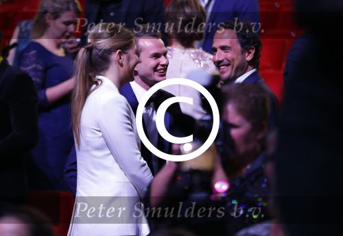 Utrecht 6 januari 2016
Uitreiking musical awards in het beatrixtheater.
Vincent van den Ende met Esmee Geeratz  en schoonvader Marco Geeratz ( chantal Janzen)