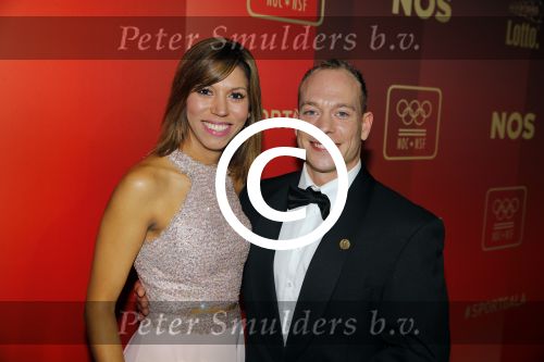 Amsterdam 15 december 2015
Sportgala/ sportverkiezing sportman en sportvrouw van het jaar in de Rai. Yuri v Gelder met vriendin