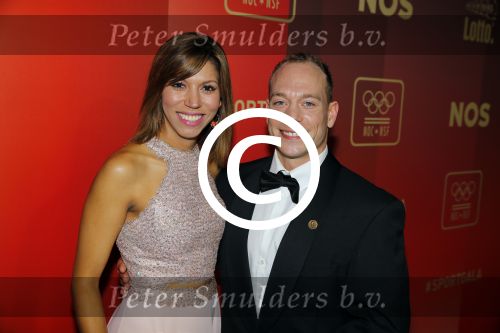 Amsterdam 15 december 2015
Sportgala/ sportverkiezing sportman en sportvrouw van het jaar in de Rai. Yuri v Gelder met vriendin