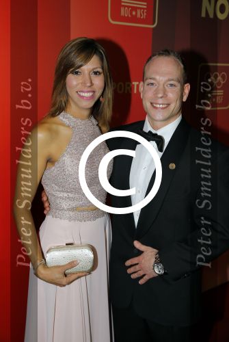 Amsterdam 15 december 2015
Sportgala/ sportverkiezing sportman en sportvrouw van het jaar in de Rai. Yuri v Gelder met vriendin