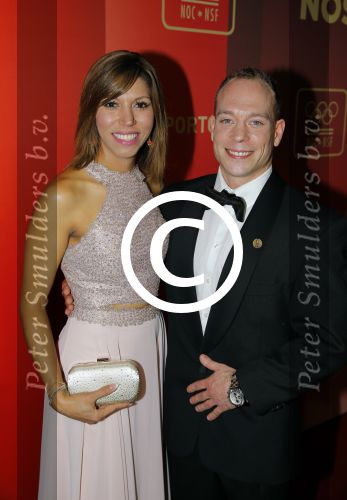 Amsterdam 15 december 2015
Sportgala/ sportverkiezing sportman en sportvrouw van het jaar in de Rai. Yuri v Gelder met vriendin