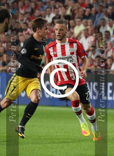 Eindhoven, 13 September 2016
PSV-Atletico Madrid, eindstand 0-1 
Eerste wedstrijd voorronde CL Seizoen 2016-2017
Bart Ramselaar en Antoine Griezmann