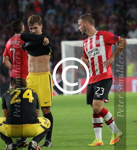 Eindhoven, 13 September 2016
PSV-Atletico Madrid, eindstand 0-1 
Eerste wedstrijd voorronde CL Seizoen 2016-2017
Bart Ramselaar en Antoine Griezmann