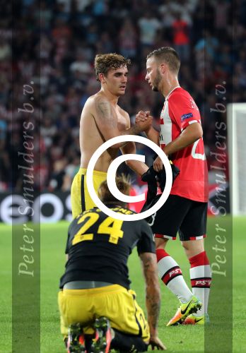 Eindhoven, 13 September 2016
PSV-Atletico Madrid, eindstand 0-1 
Eerste wedstrijd voorronde CL Seizoen 2016-2017
Bart Ramselaar en Antoine Griezmann