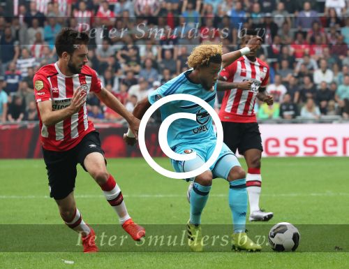 Eindhoven, 18 September 2016 PSV-Feyenoord, eindstand 0-1 Kompetitie Seizoen 2016-2017.
Davy Propper en Tonny Vilhena