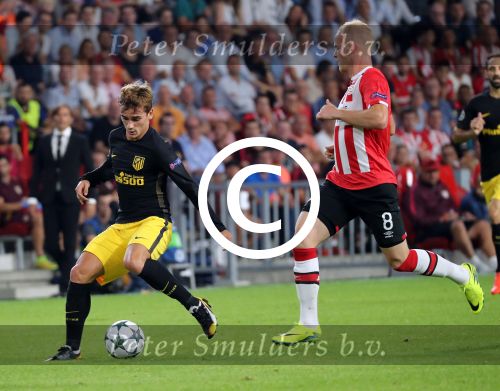 Eindhoven, 13 September 2016
PSV-Atletico Madrid, eindstand 0-1 
Eerste wedstrijd voorronde CL Seizoen 2016-2017
Jorrit Hendrix en Antoine Griezman