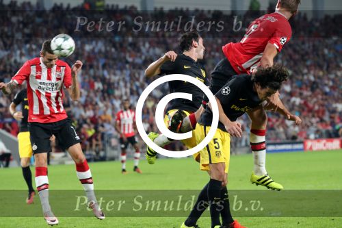 Eindhoven, 13 September 2016
PSV-Atletico Madrid, eindstand 0-1 
Eerste wedstrijd voorronde CL Seizoen 2016-2017
Luuk de Jong en Tiago Diego Godin in duel